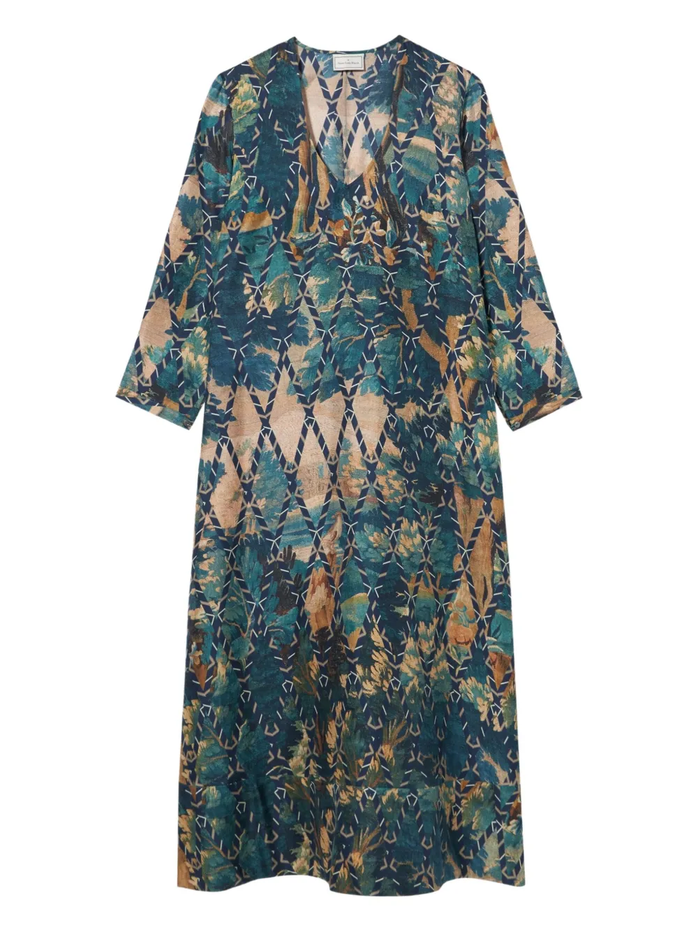 Pierre-Louis Mascia Cialda v-neck print dress Blauw
