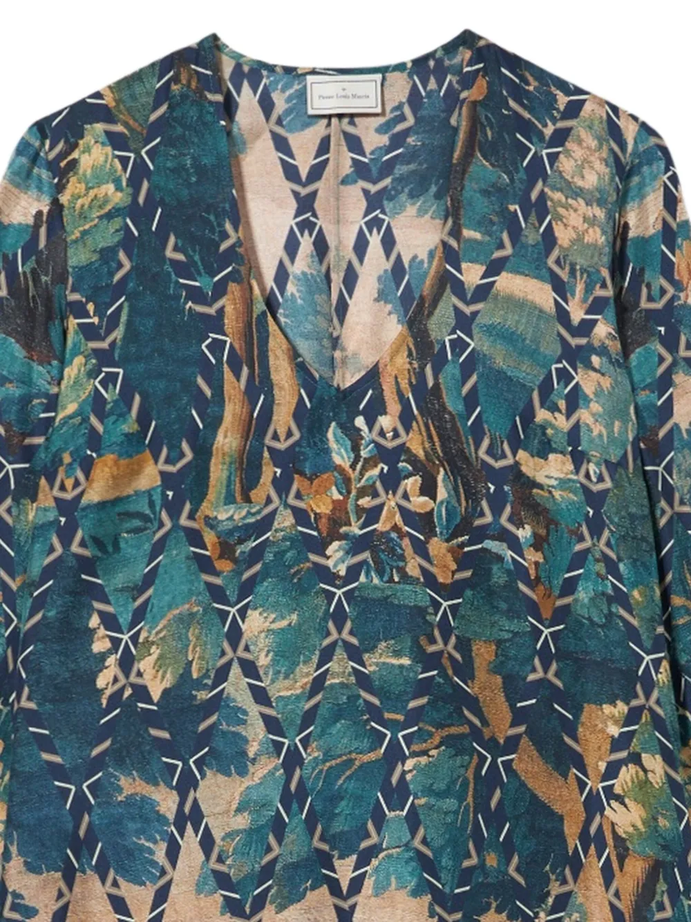 Pierre-Louis Mascia Cialda v-neck print dress Blauw