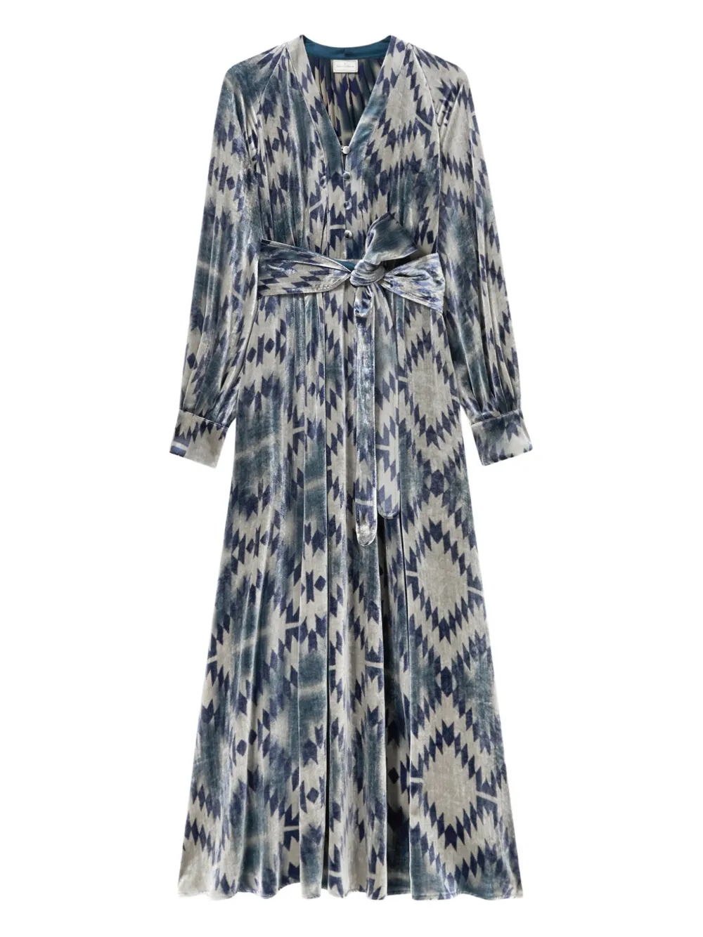 Pierre-Louis Mascia velvet patterned belted dress Grijs