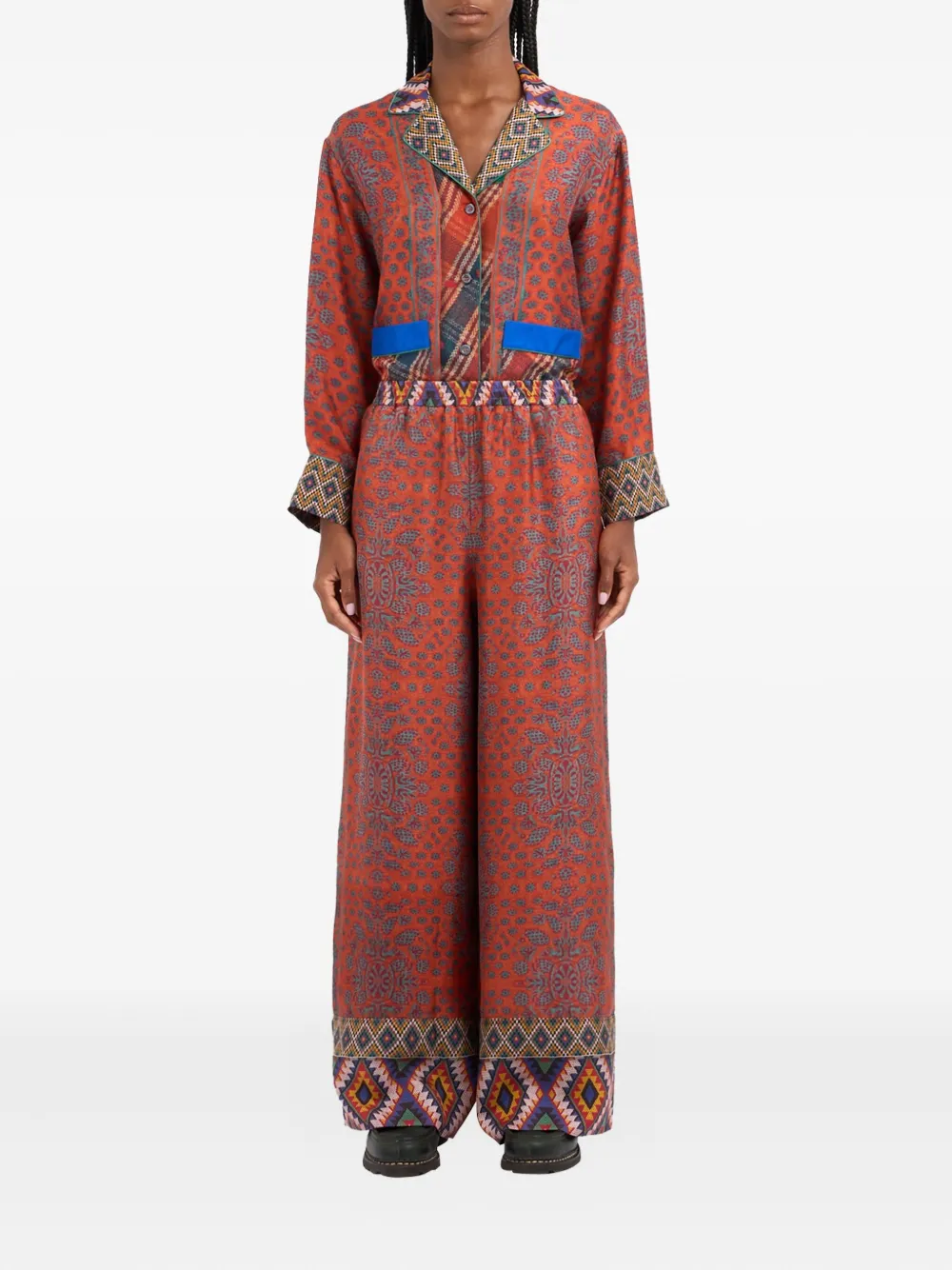 Pierre-Louis Mascia paisley-print patterned trousers Rood