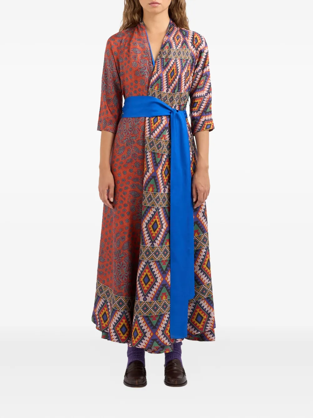 Pierre-Louis Mascia patterned wrap maxi dress Bruin
