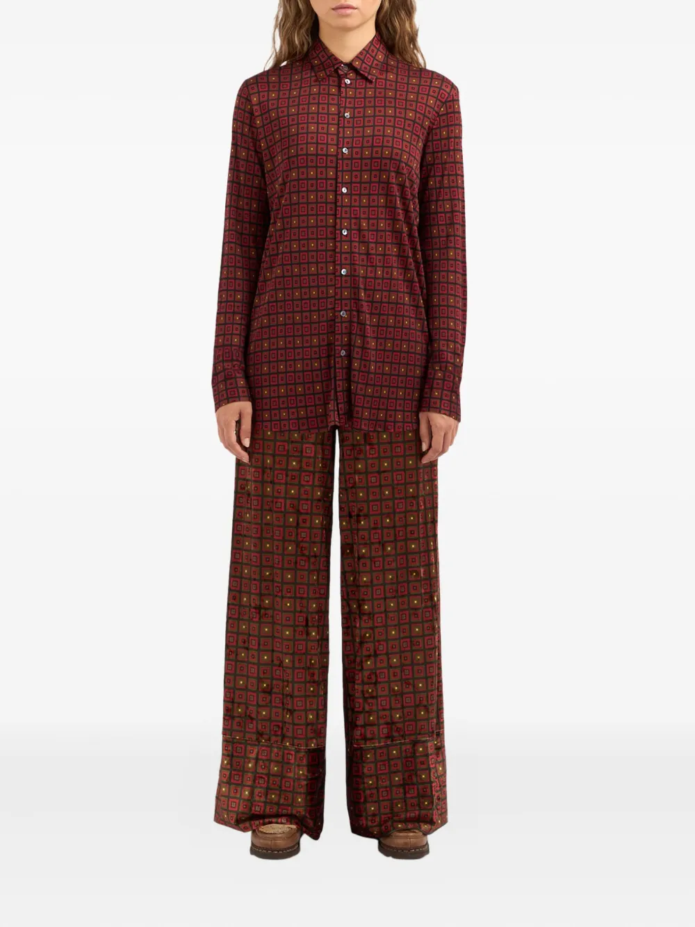 Pierre-Louis Mascia Febo geometric-print shirt Rood