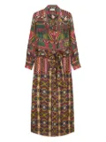 Pierre-Louis Mascia Aloe geometric-pattern shirt midi dress - Green