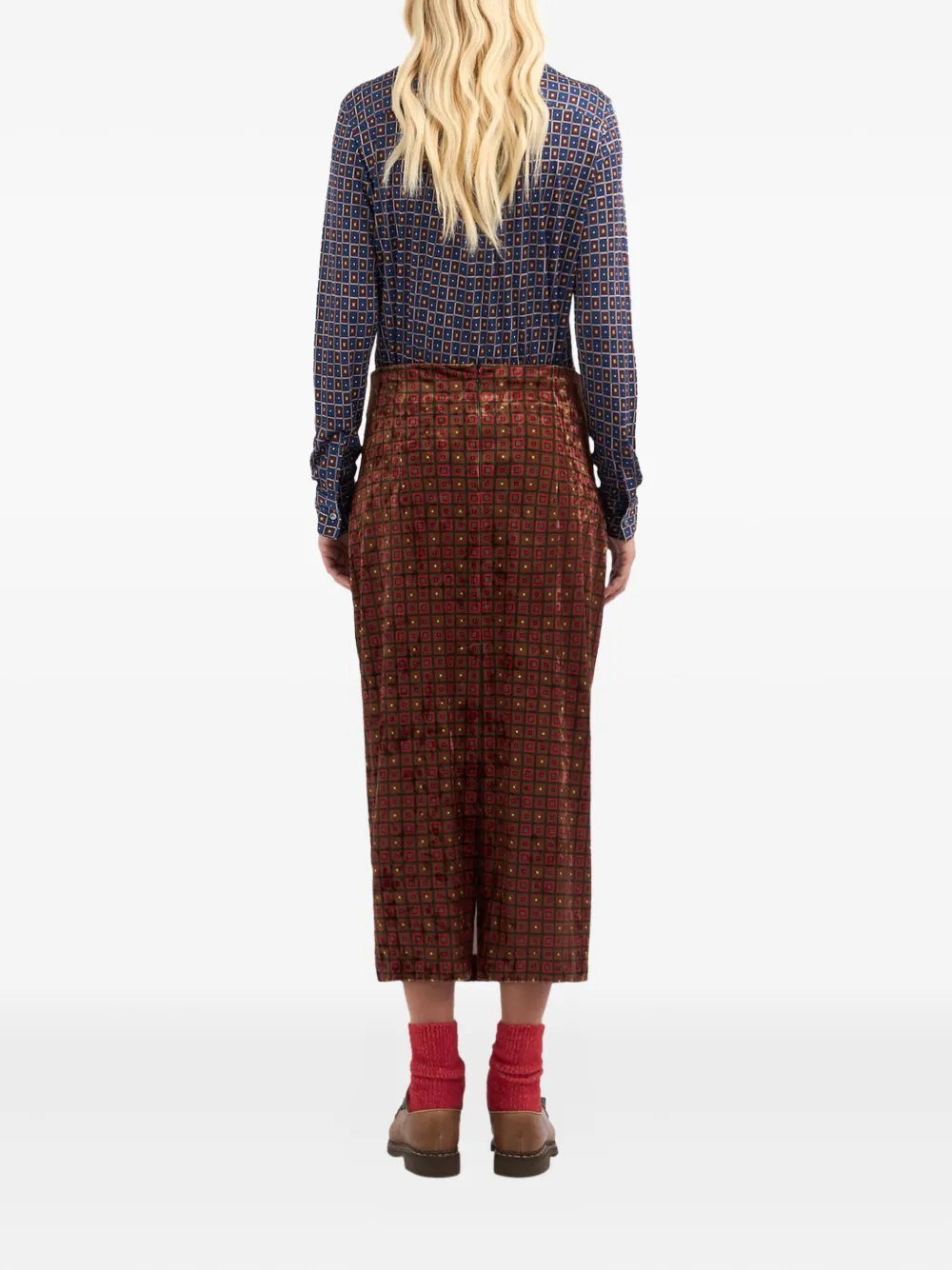 Pierre-Louis Mascia geometric-pattern midi skirt Rood