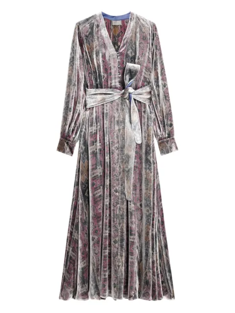 Pierre-Louis Mascia velvet patterned belted midi dress