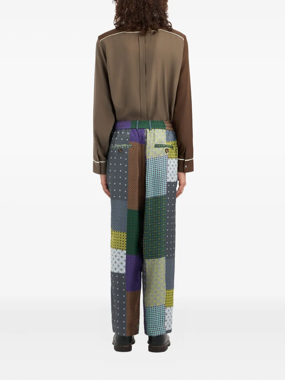 Pierre-Louis Mascia patchwork pleated trousers Groen