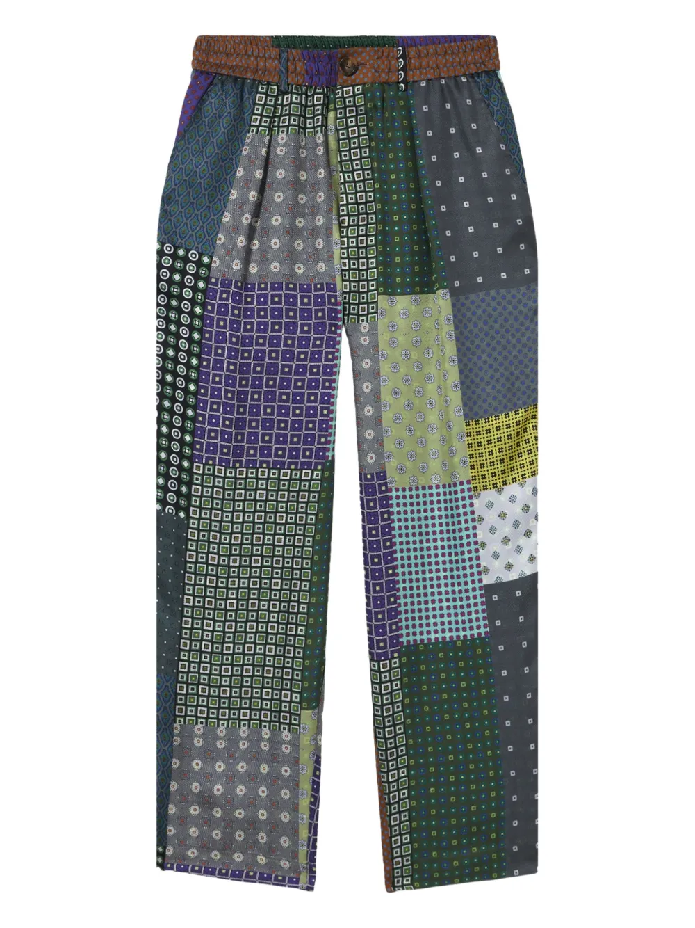 Pierre-Louis Mascia patchwork pleated trousers Groen