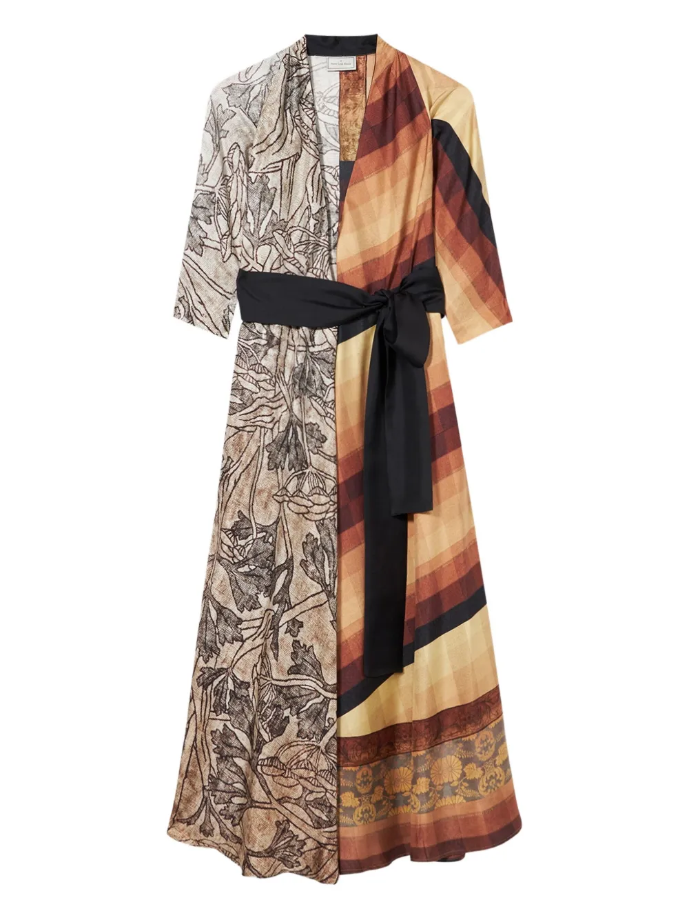 Pierre-Louis Mascia Cialda patchwork wrap maxi dress Grijs