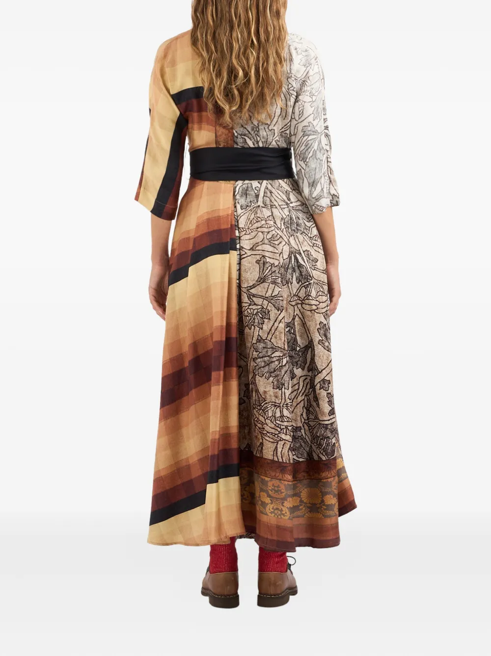 Pierre-Louis Mascia Cialda patchwork wrap maxi dress Grijs