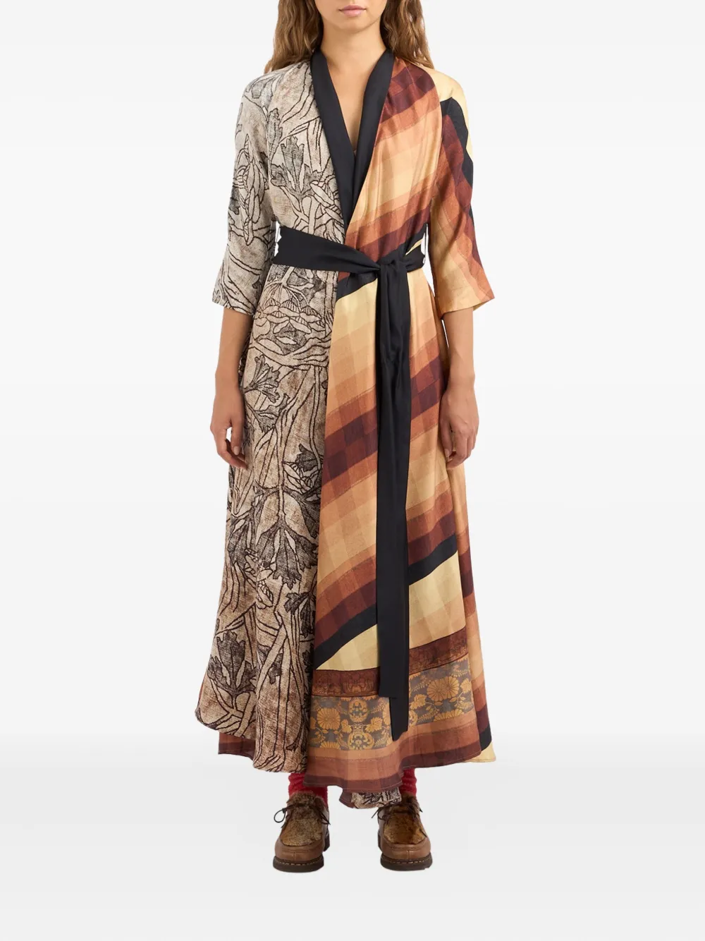 Pierre-Louis Mascia Cialda patchwork wrap maxi dress Grijs