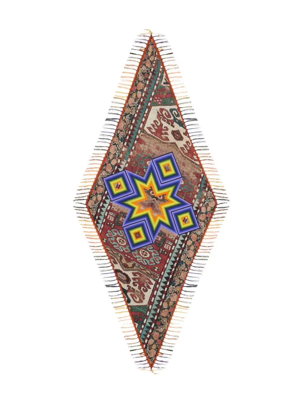 Pierre-Louis Mascia diamond-shaped fringed scarf Rood