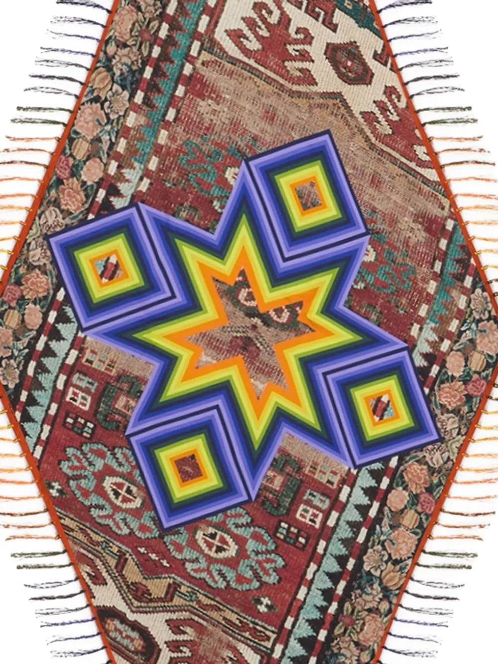 Pierre-Louis Mascia diamond-shaped fringed scarf Rood