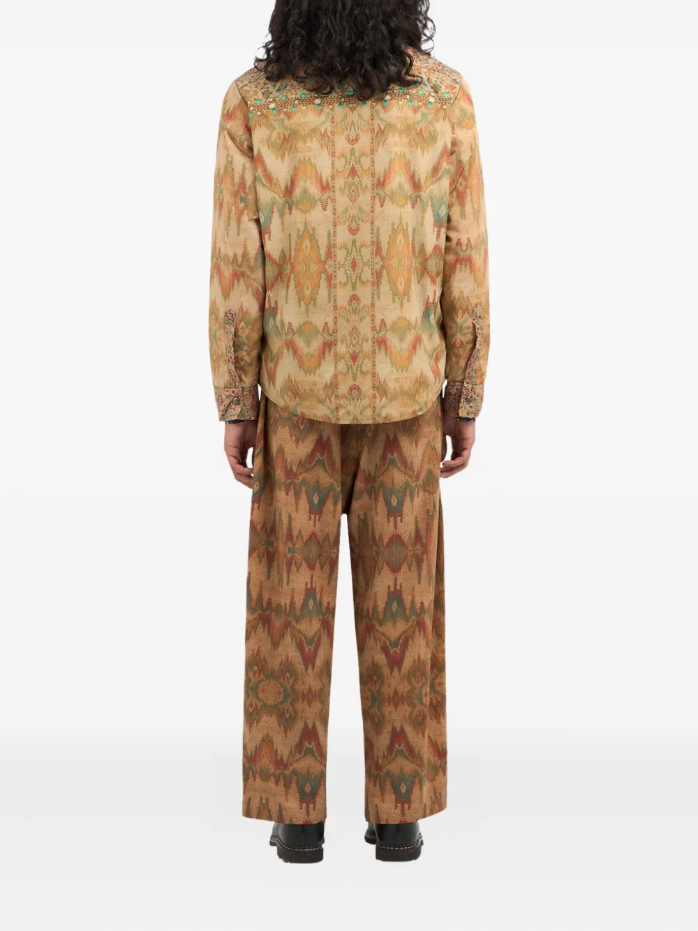 Pierre-Louis Mascia Integmos embroidered patterned shirt Beige