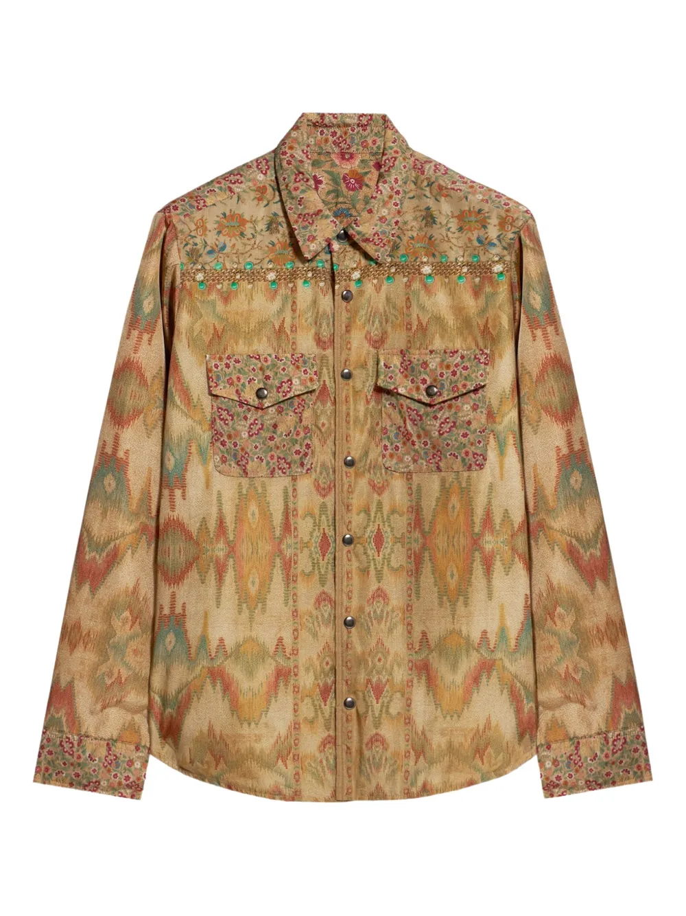 Pierre-Louis Mascia Integmos embroidered patterned shirt Beige