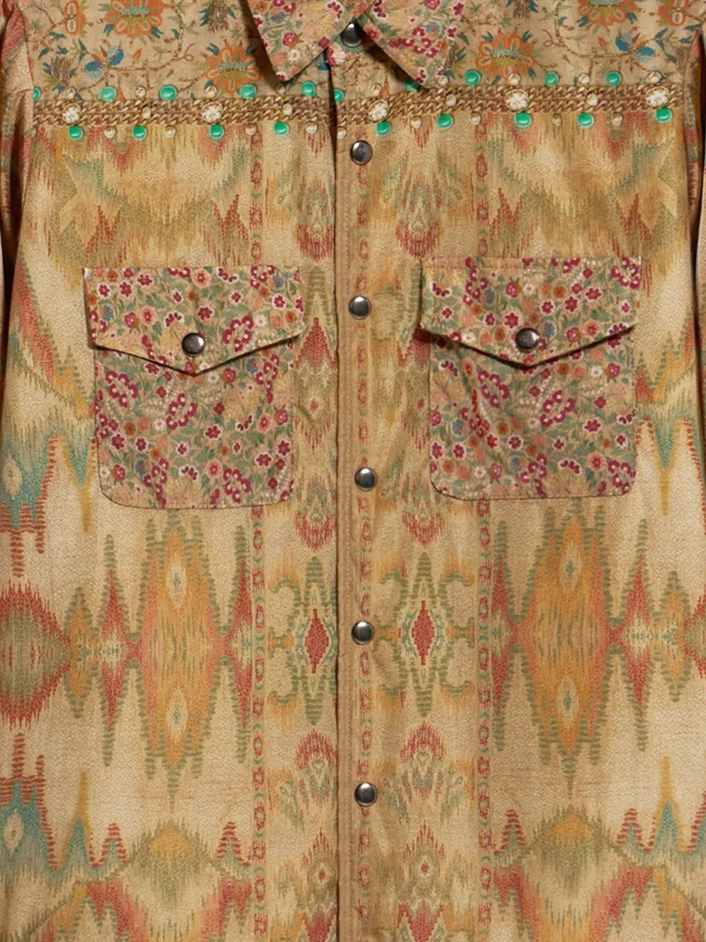 Pierre-Louis Mascia Integmos embroidered patterned shirt Beige