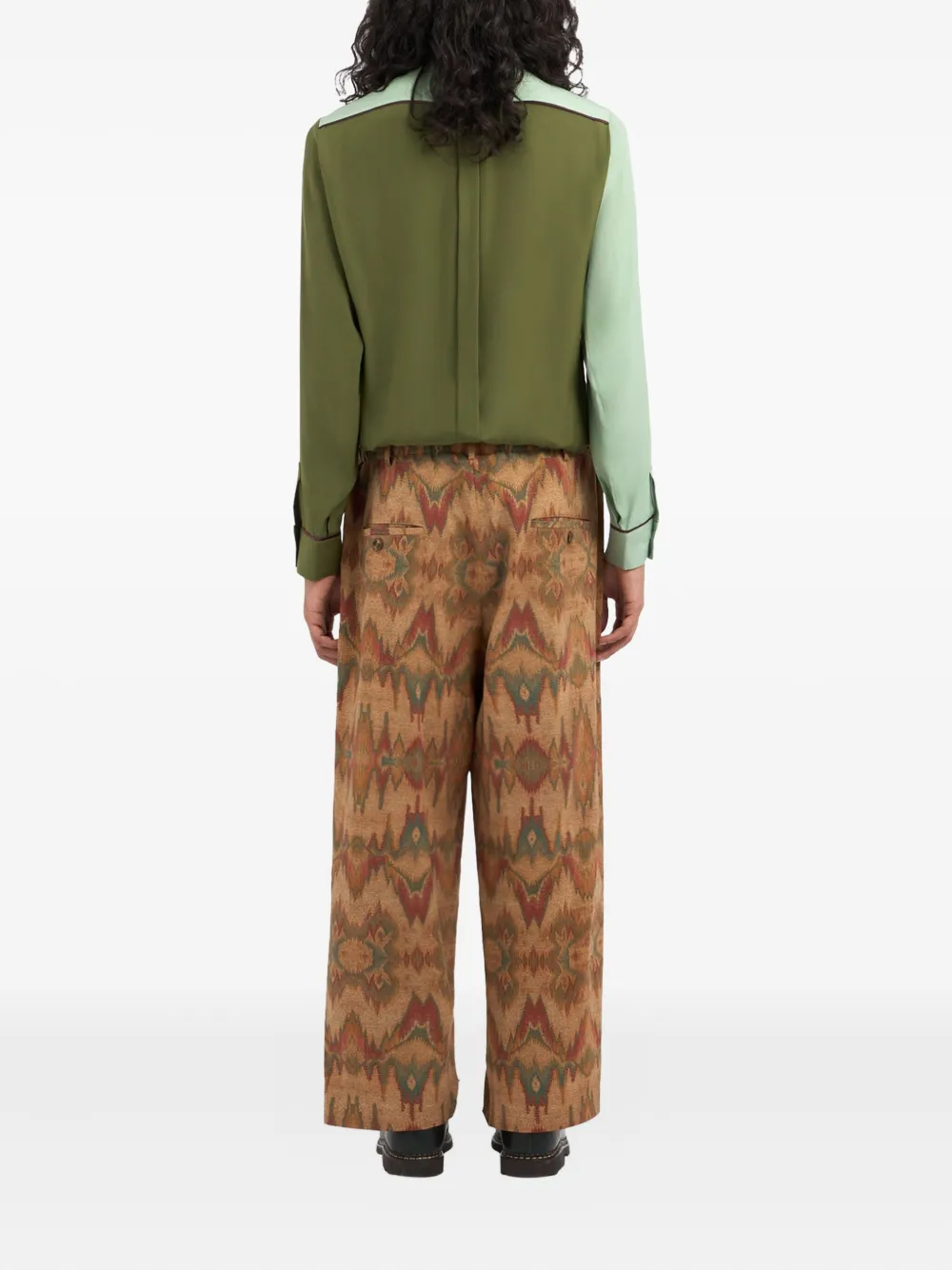 Pierre-Louis Mascia pleated-front printed trousers Beige