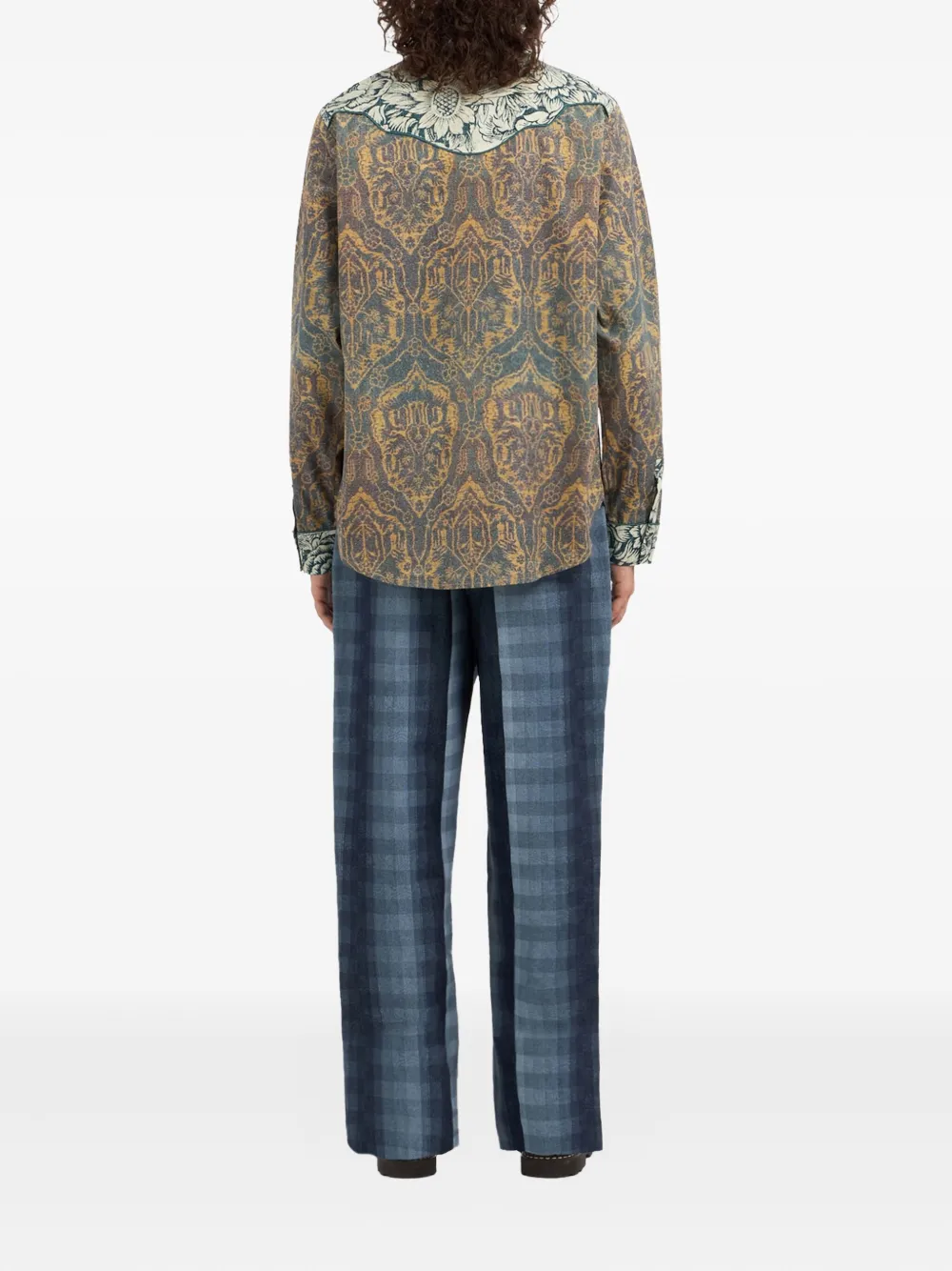 Pierre-Louis Mascia floral-damask embellished shirt Beige