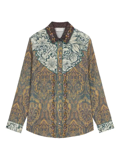 Pierre-Louis Mascia floral-damask embellished shirt
