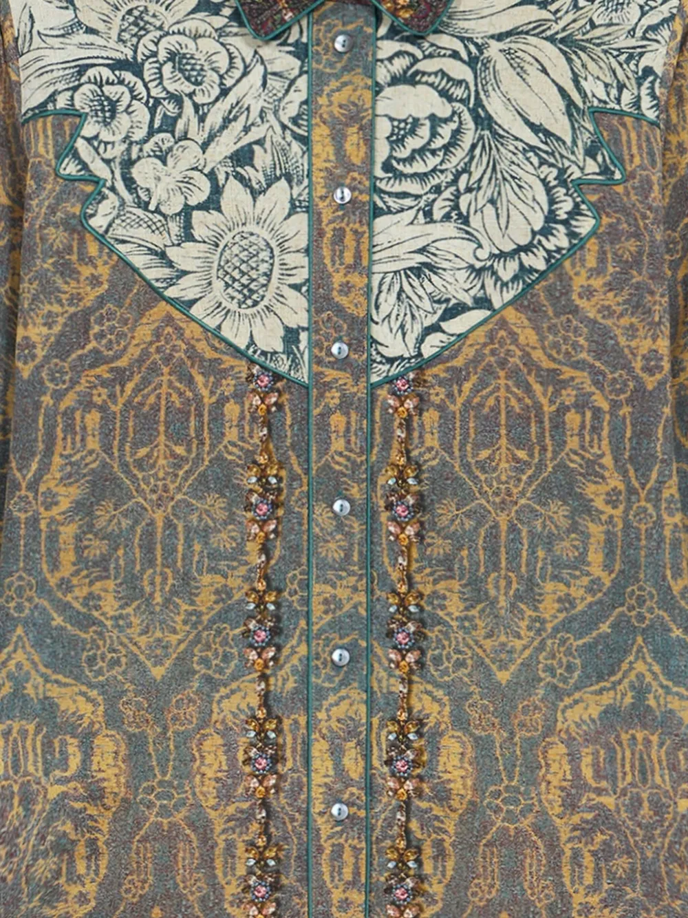 Pierre-Louis Mascia floral-damask embellished shirt Beige
