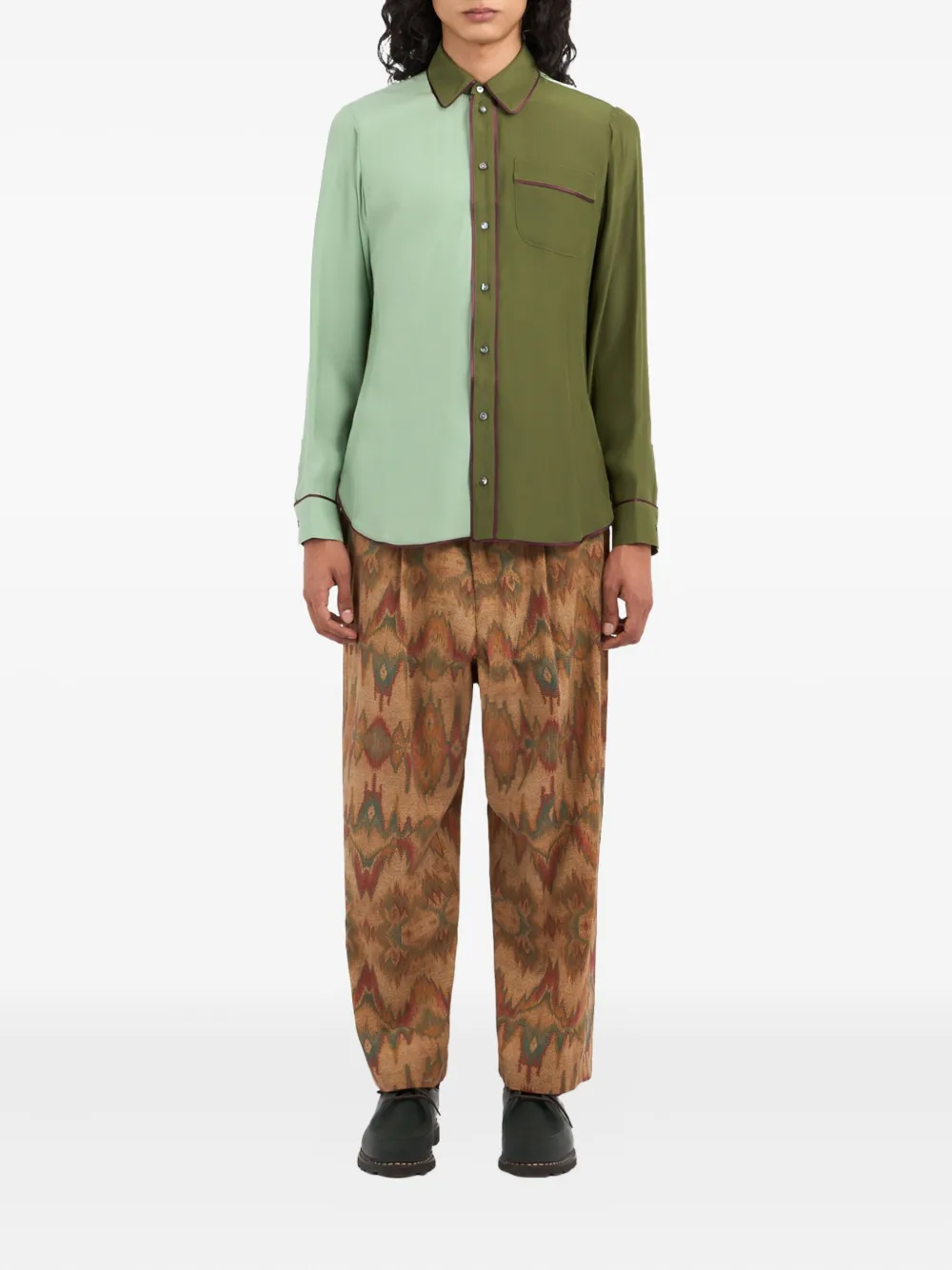 Pierre-Louis Mascia Adanar two-tone piped shirt Groen