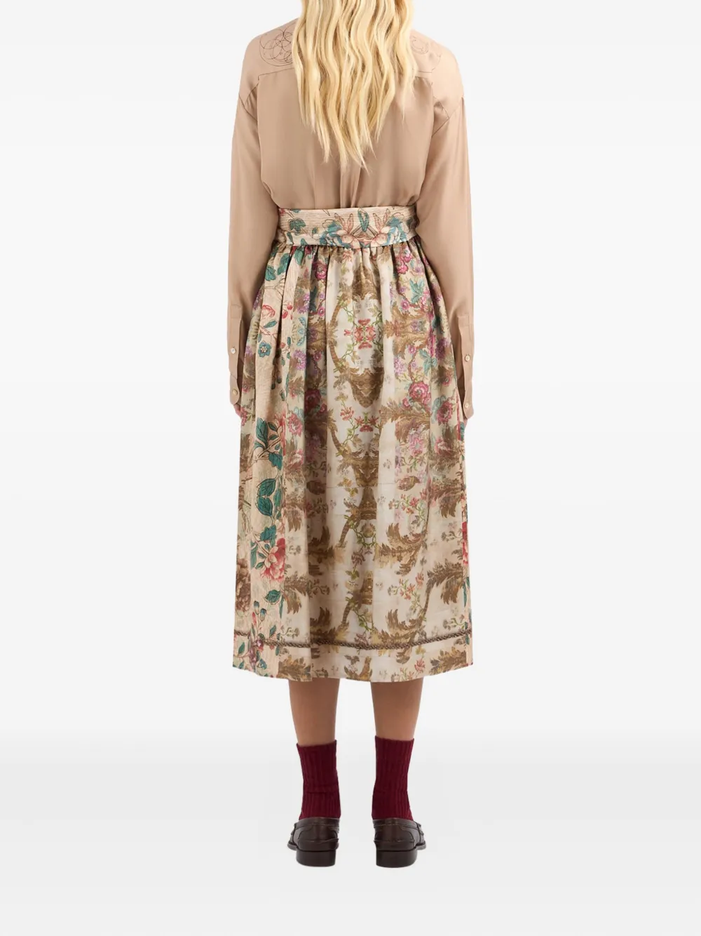 Pierre-Louis Mascia floral-print bow-detail skirt Beige