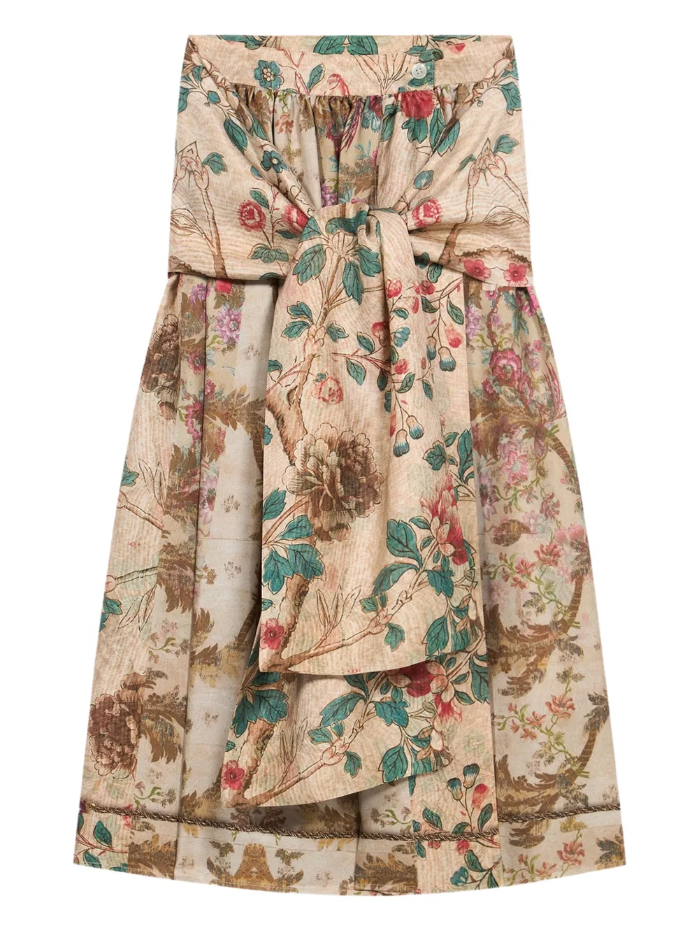 Pierre-Louis Mascia floral-print bow-detail skirt Beige