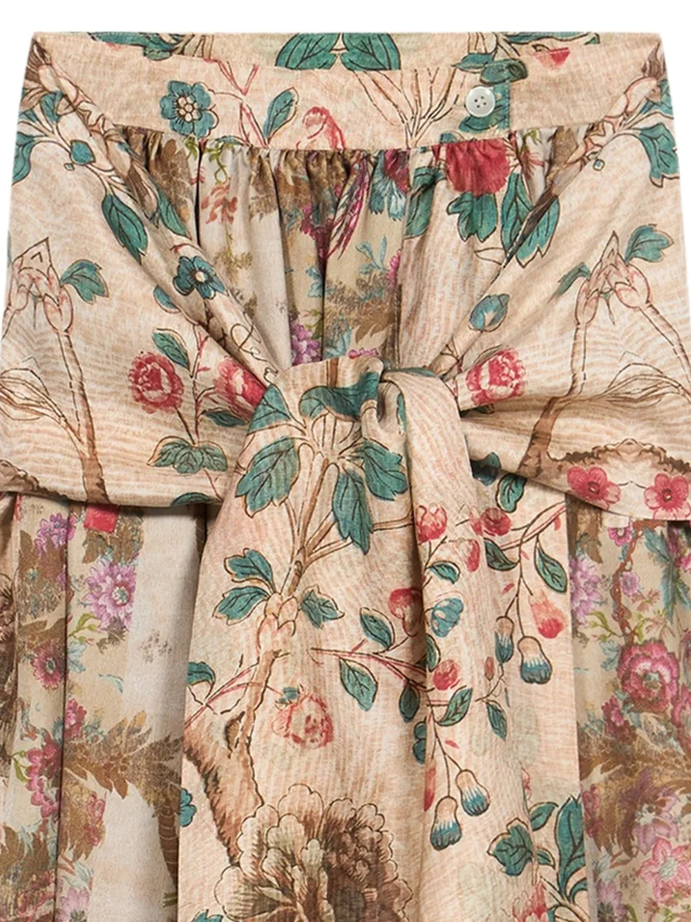 Pierre-Louis Mascia floral-print bow-detail skirt Beige