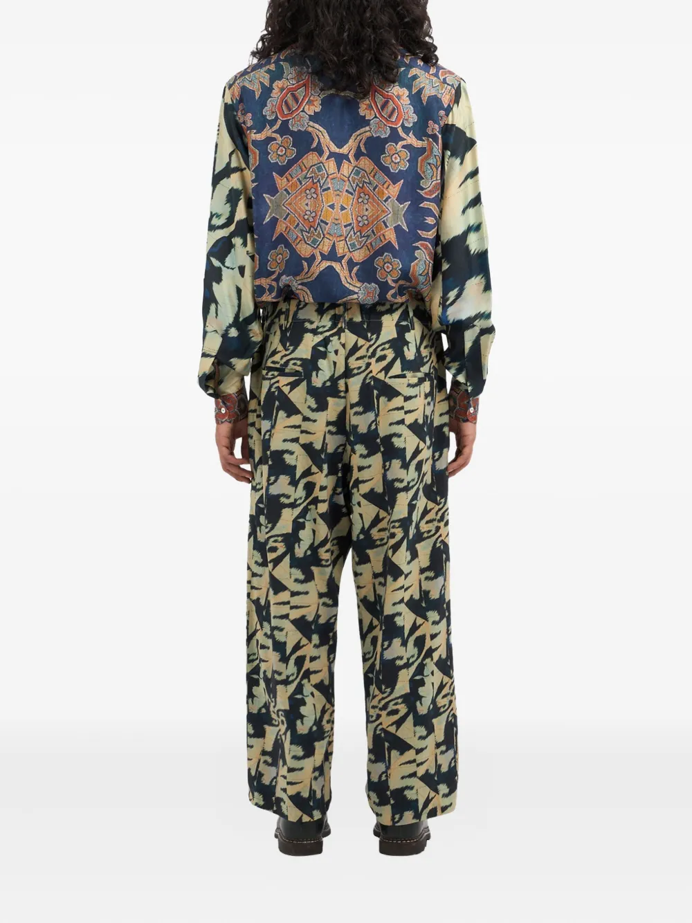 Pierre-Louis Mascia Dylan pleated-front printed trousers Groen