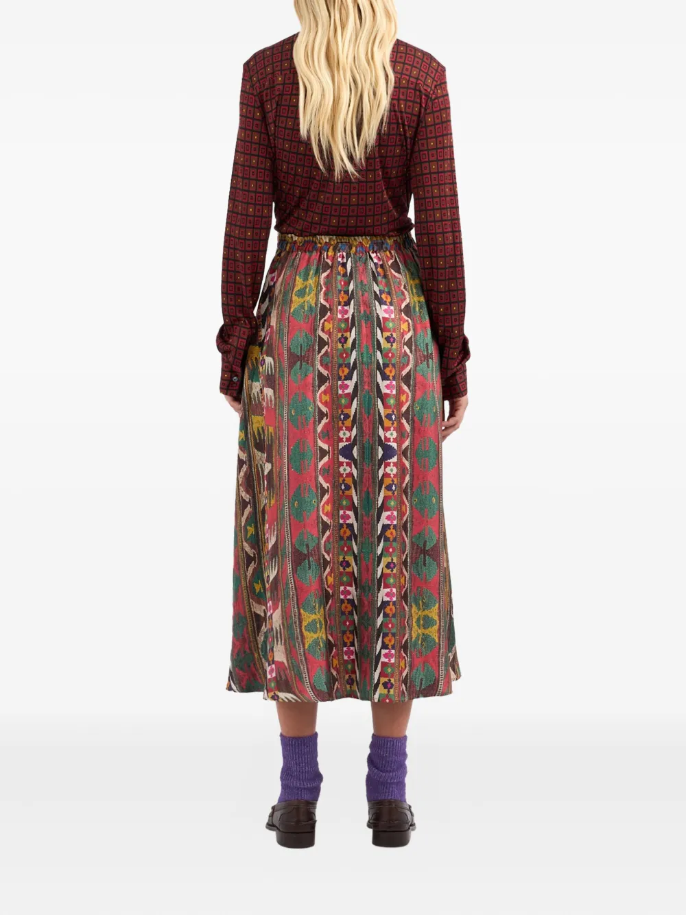 Pierre-Louis Mascia patterned pleated skirt Rood
