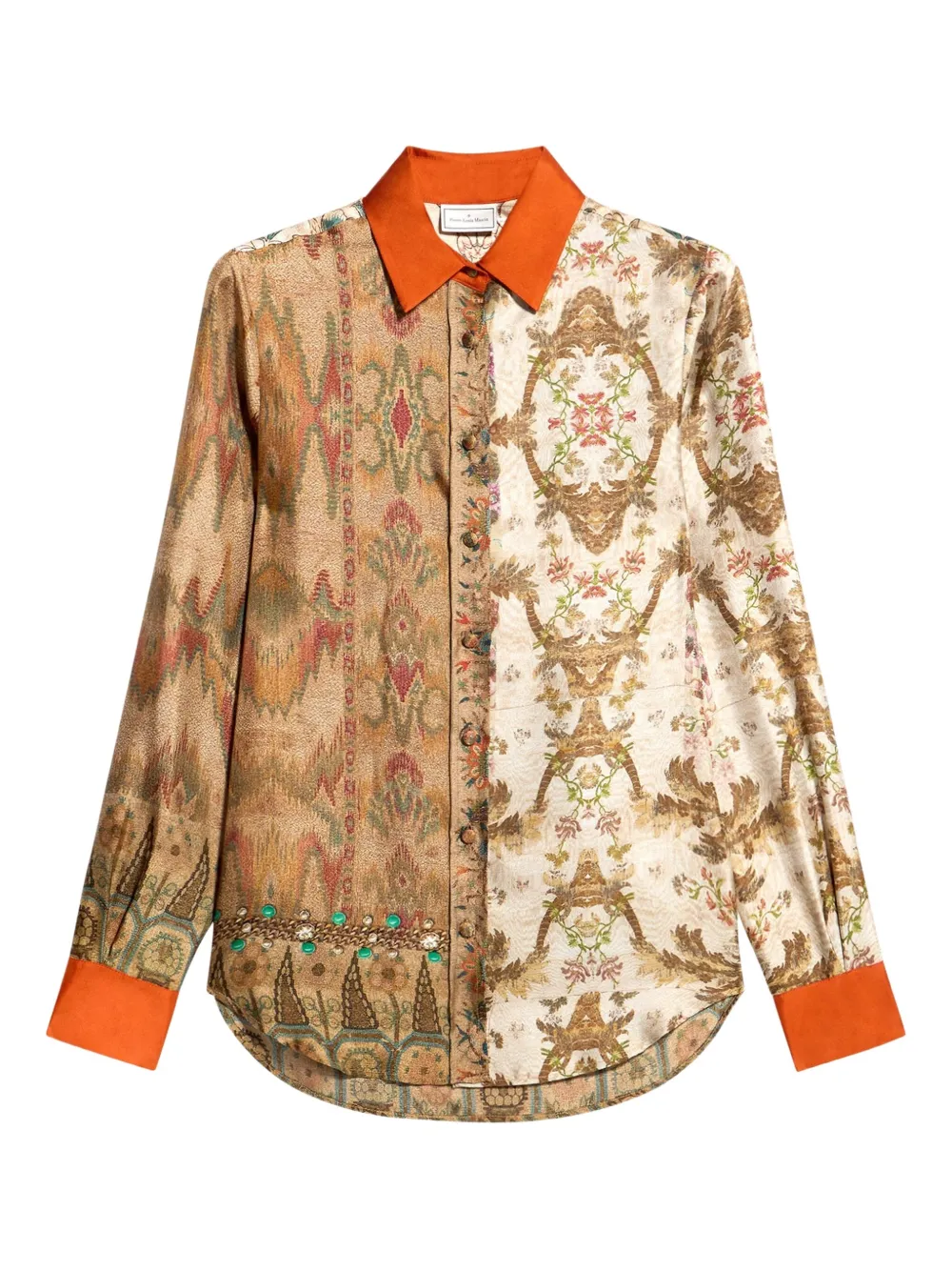 Pierre-Louis Mascia Aloe patterned embellished shirt Beige