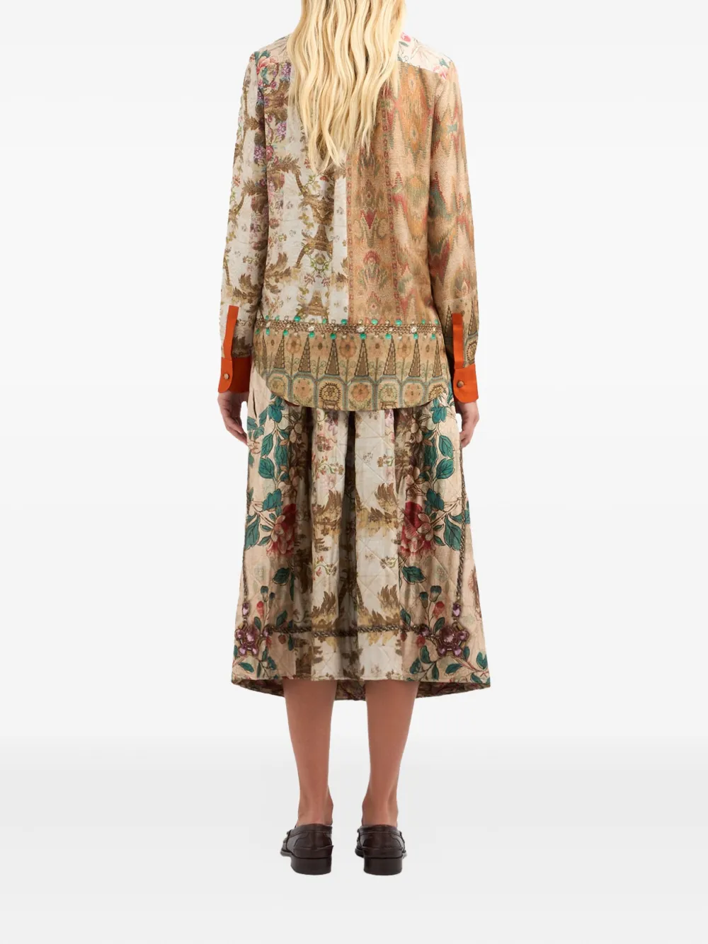 Pierre-Louis Mascia Aloe patterned embellished shirt Beige