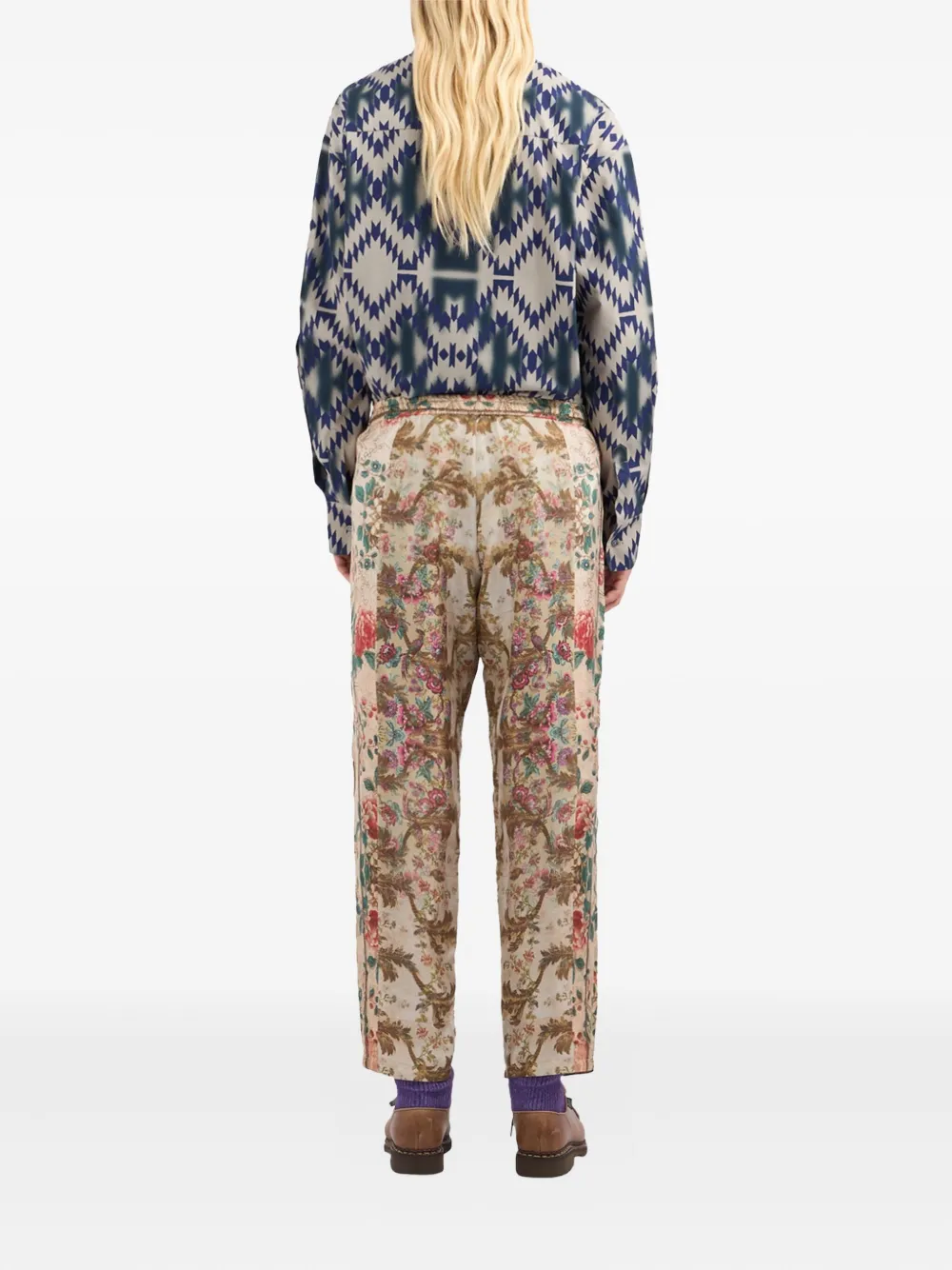 Pierre-Louis Mascia Aloe floral-print panelled trousers Beige