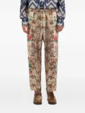 Pierre-Louis Mascia Aloe floral-print panelled trousers - Neutrals