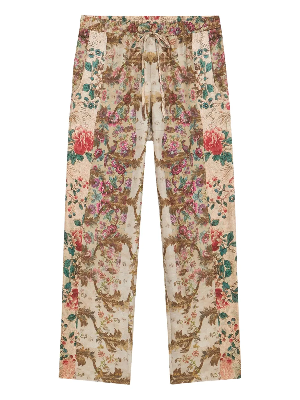 Pierre-Louis Mascia Aloe floral-print panelled trousers Beige