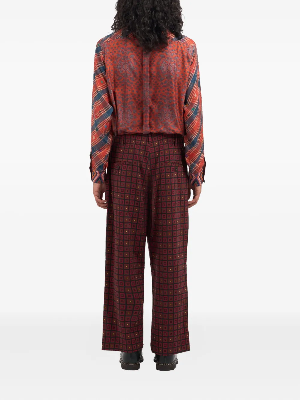 Pierre-Louis Mascia geometric-pattern drawstring trousers Rood