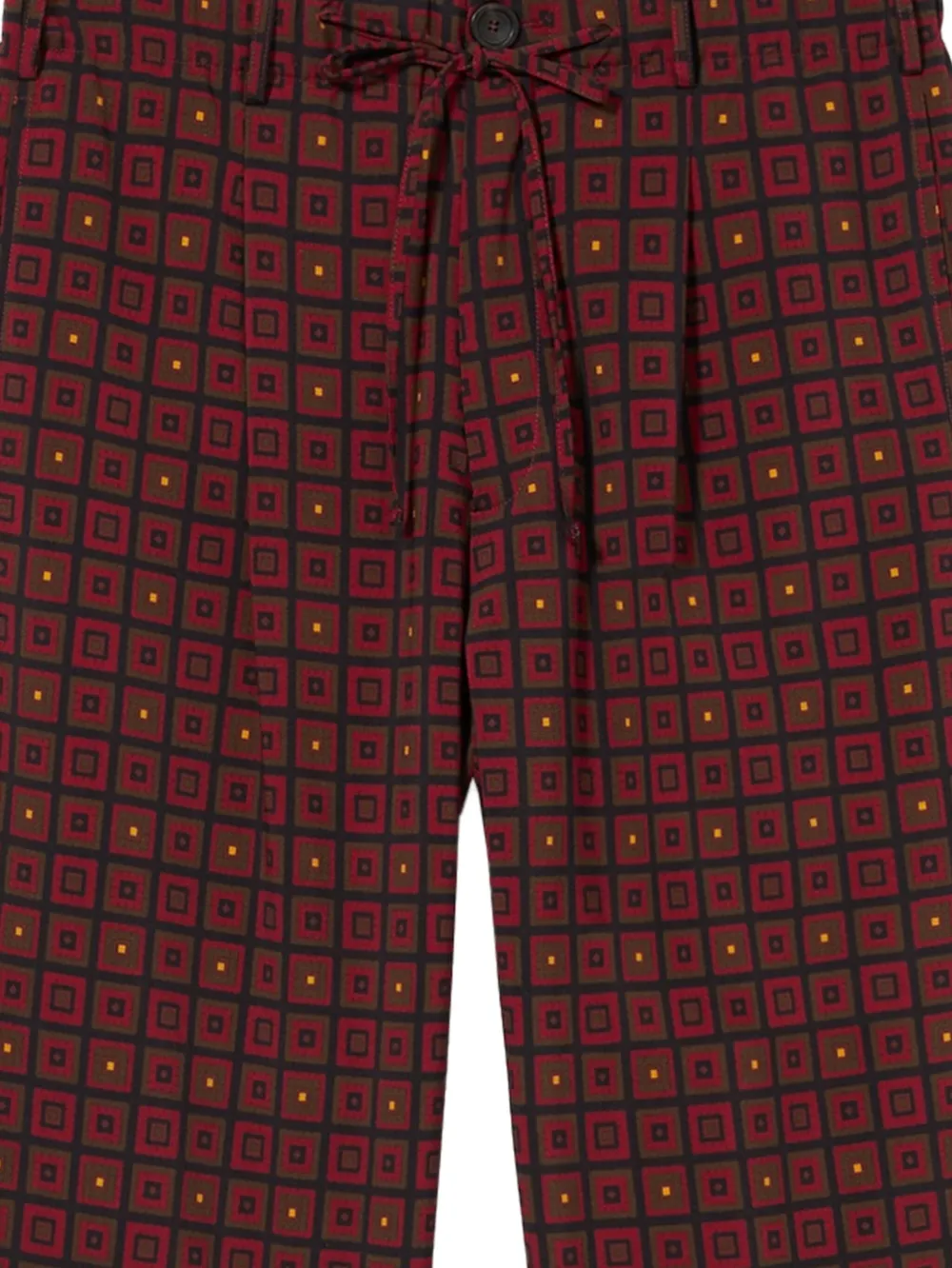 Pierre-Louis Mascia geometric-pattern drawstring trousers Rood