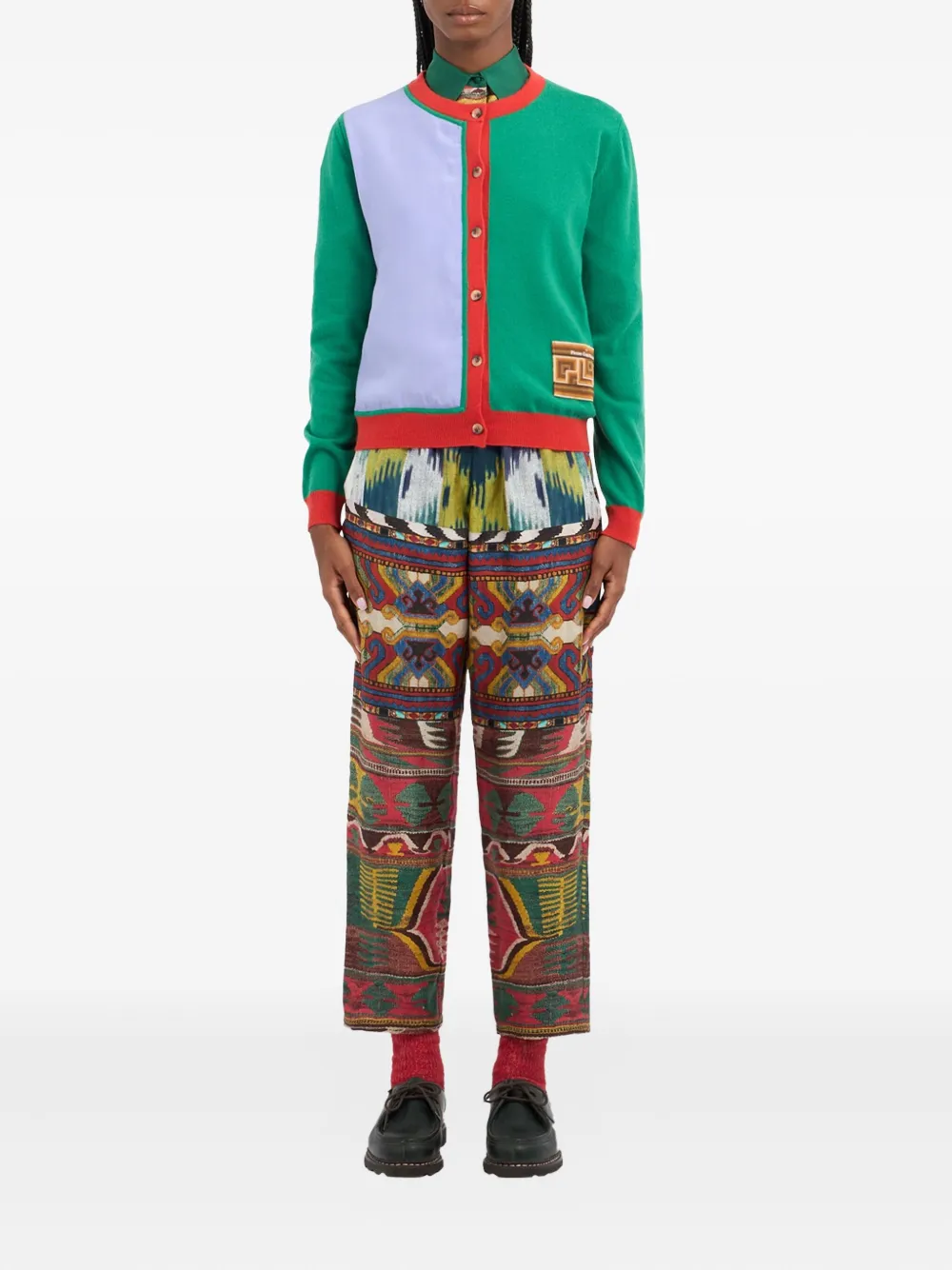 Pierre-Louis Mascia colour-block panelled cardigan Paars