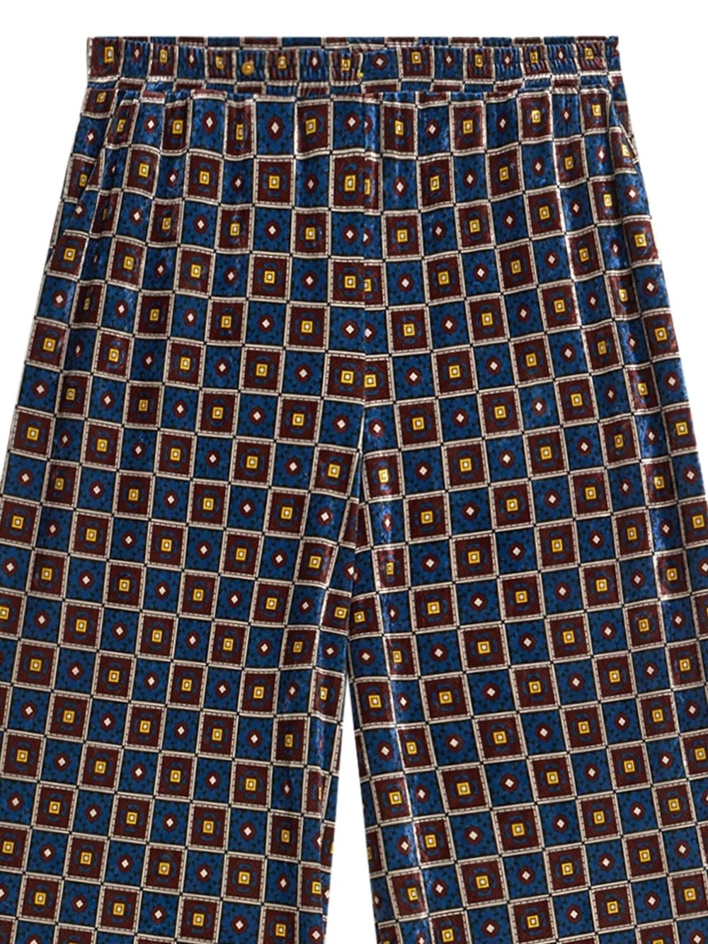 Pierre-Louis Mascia geometric-pattern velvet trousers Blauw