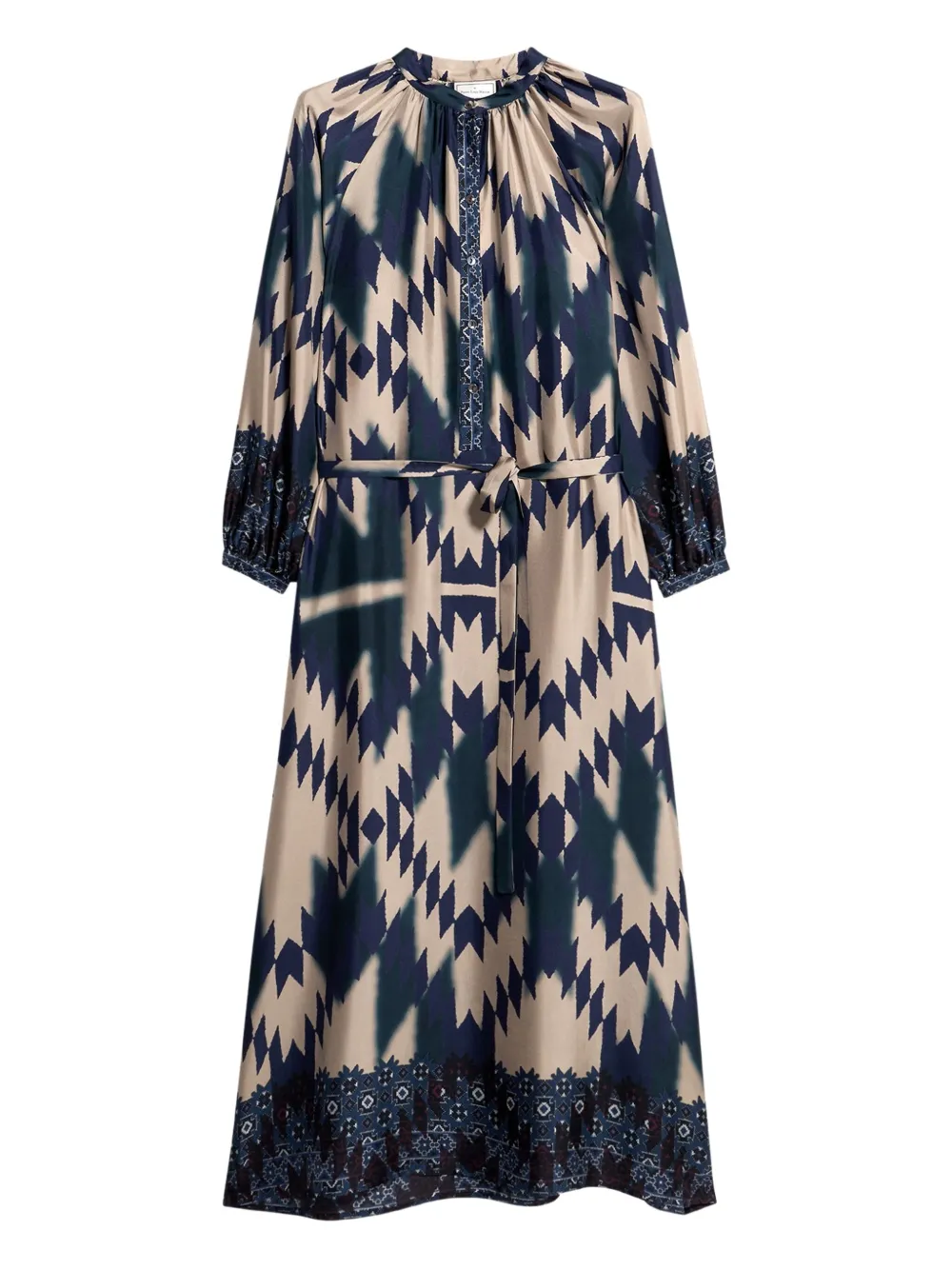 Pierre-Louis Mascia geometric-print belted maxi dress Blauw