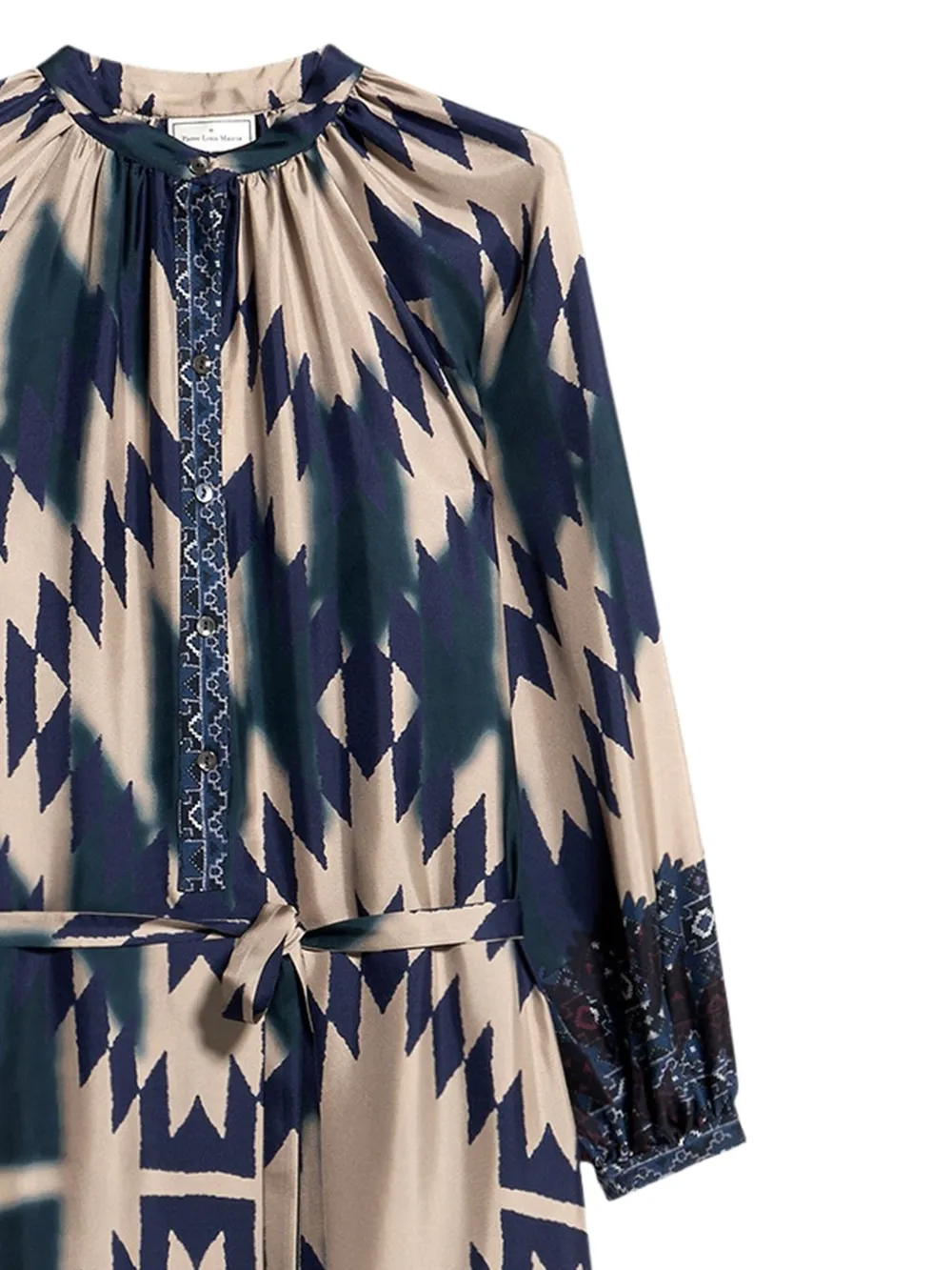 Pierre-Louis Mascia geometric-print belted maxi dress Blauw