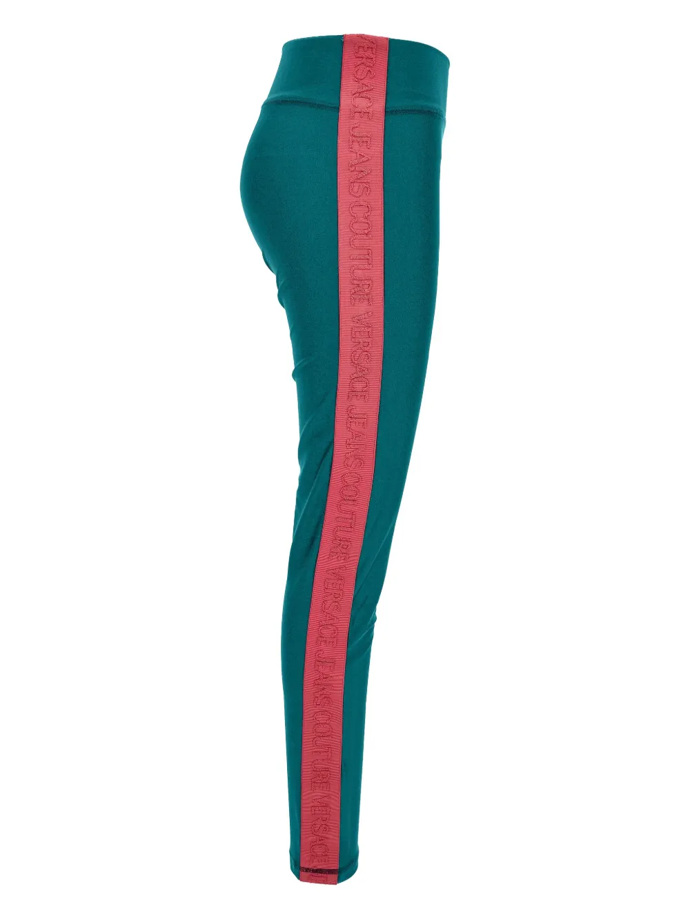 Versace Jeans Couture Embossed-logo Leggings In Blue