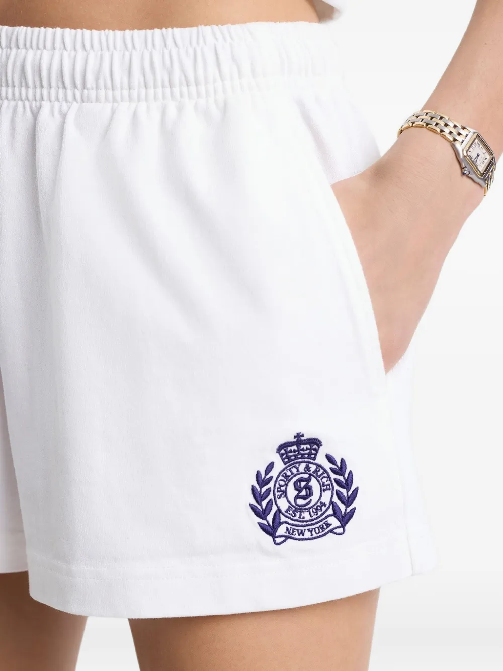 Sporty & Rich H&W embroidered shorts Wit