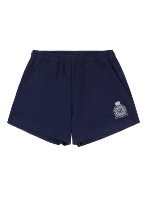 【新品】sporty & rich ×  ネイビー ショートパンツ Sporty & Rich ショートパンツ | ブルー | FARFETCH JP