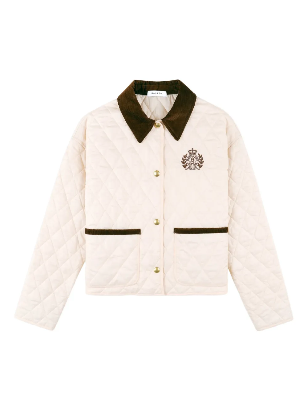 Sporty And Rich Quilted Embroidered Puffer Jacket In Pink