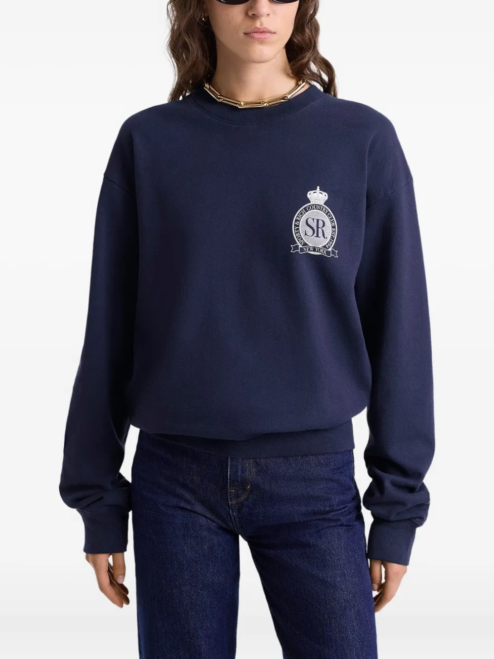 Sporty And Rich Royal Club Crest-embroidered Sweatshirt In Blue