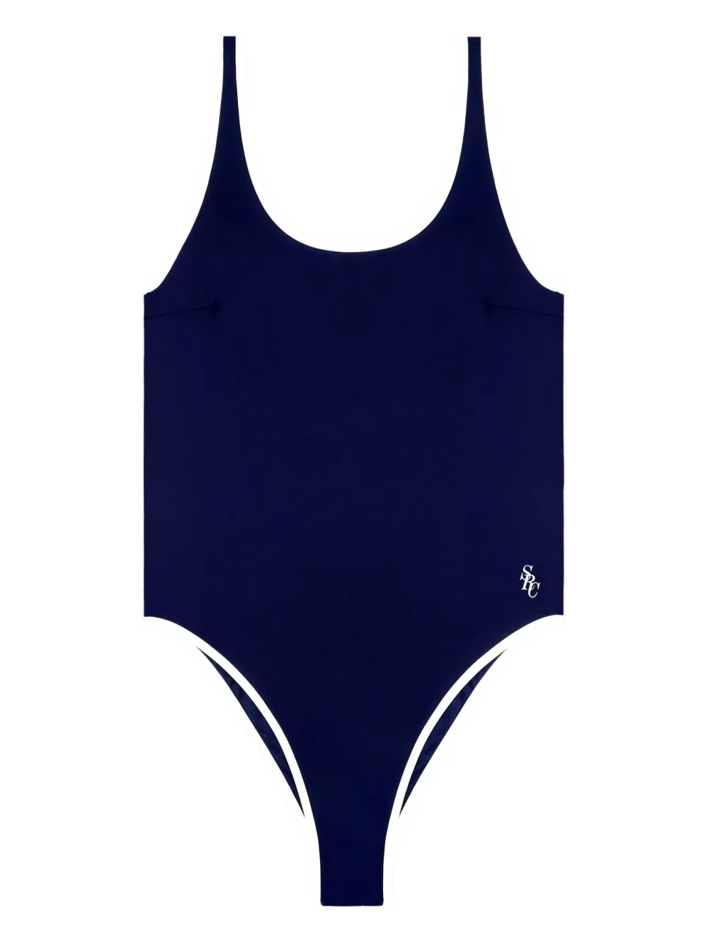 Sporty & Rich Carla scoop-neck contrast-trim swimsuit Blauw