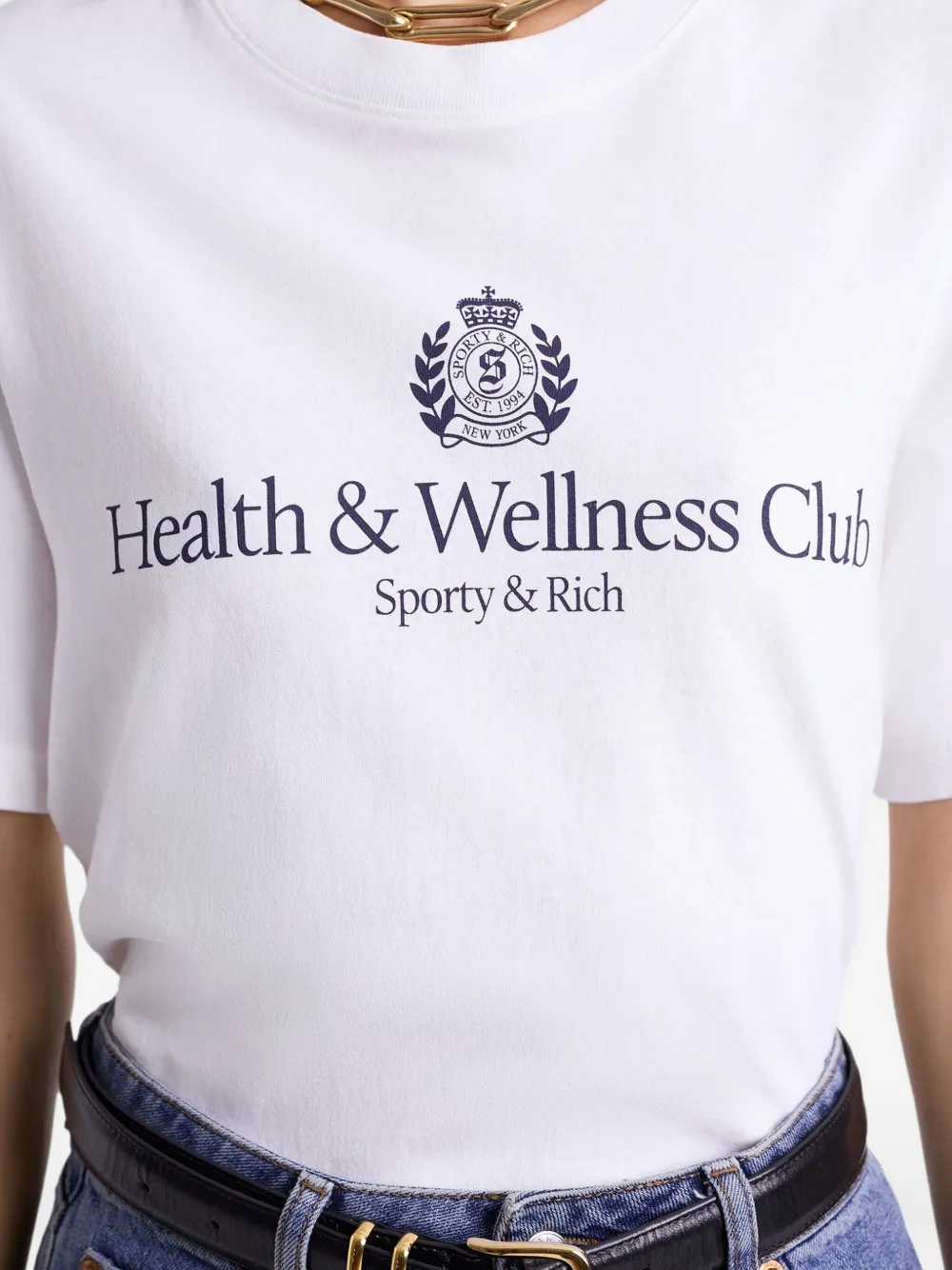 Sporty & Rich H&W logo-embellished T-shirt Wit