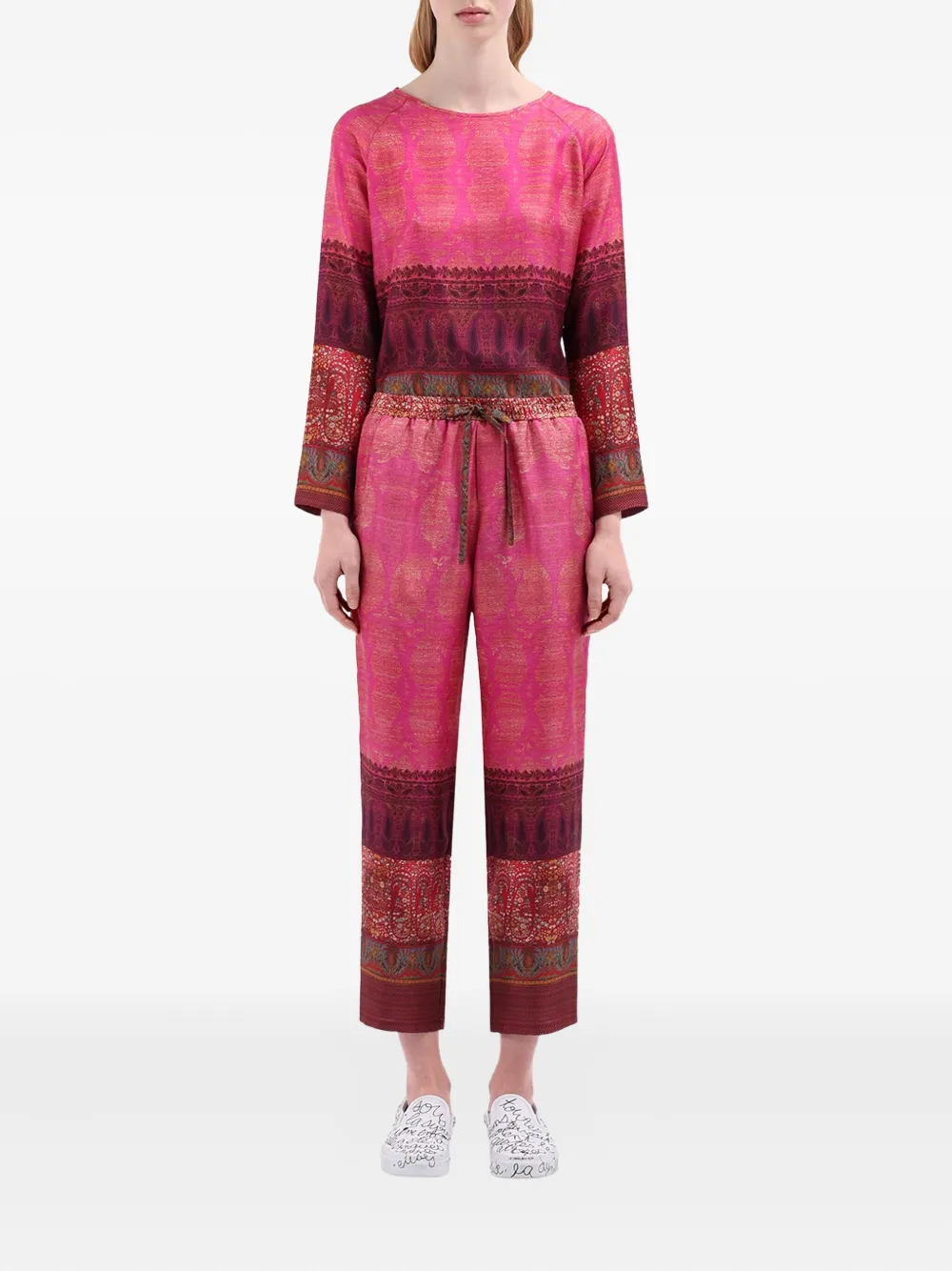 Pierre-Louis Mascia Aloe broek met trekkoord en paisley-print Roze