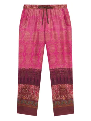 パンツ PIERRE LOUIS MASCIA Women Straight Pants ADASTRGUMS PT12409 Pierre-Louis Mascia Silk Aloe Pants in Navy & Grey Floral