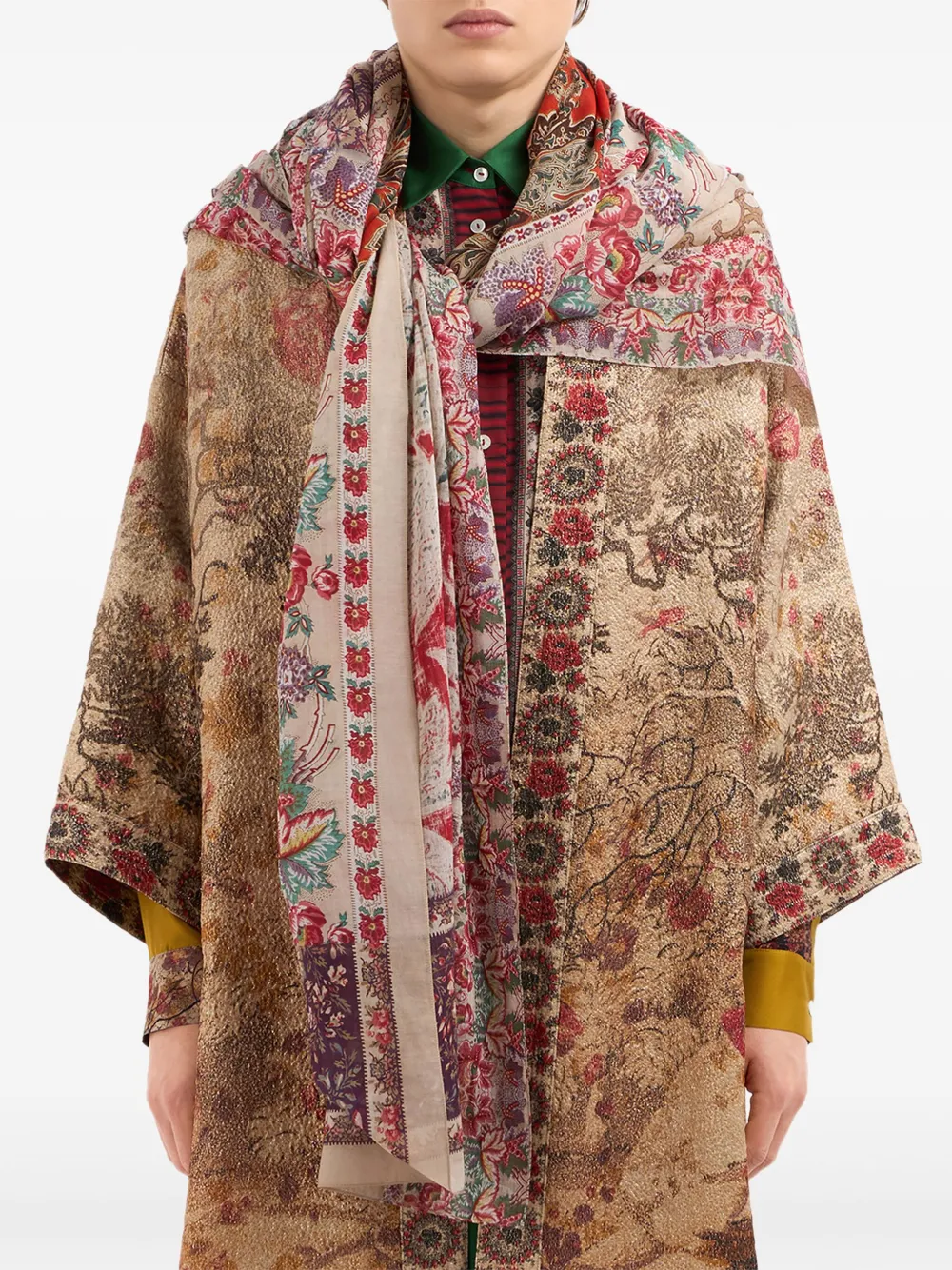Pierre-Louis Mascia Sjaal met patchwork en bloemenprint Rood